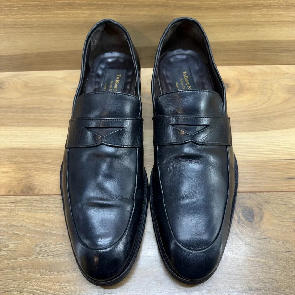 To Boot Adam Derrick New‎ York Mens 8.5 Penny Loafers Black Leather Italy